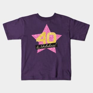 40th Birthday Gifts Women Fabulous - Pink Gold Kids T-Shirt